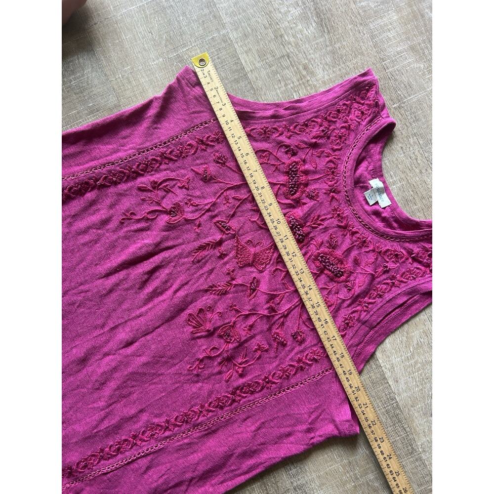 Sundance 100% Linen Tank Womens Large Purple Embroidered Sleeveless Boho Top - Picture 5 of 9